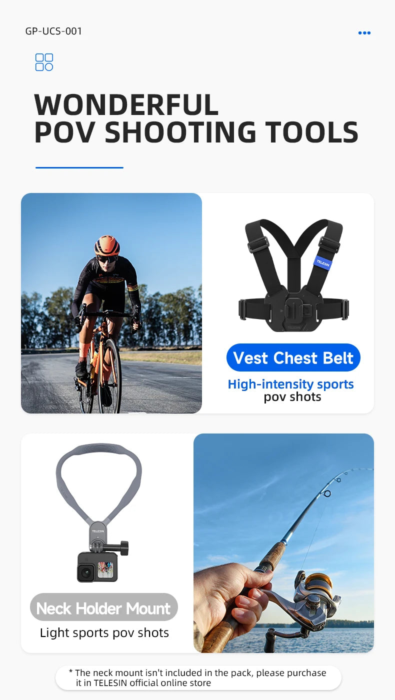 TELESIN Action Camera Chest Harness Mount
