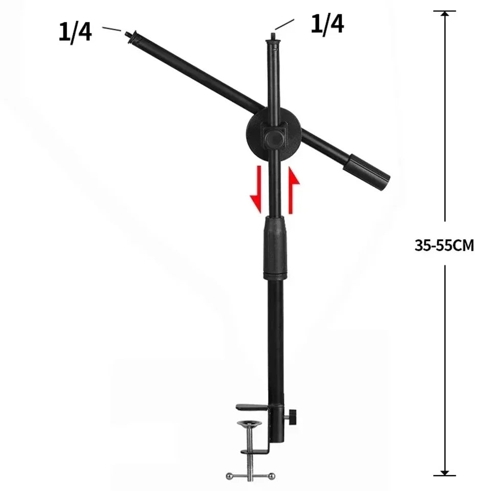 Tabletop Overhead Phone Tripod Stand with Ring Light