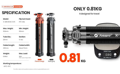 Fotopro X-Aircross 3 Carbon Fibre Travel Tripod