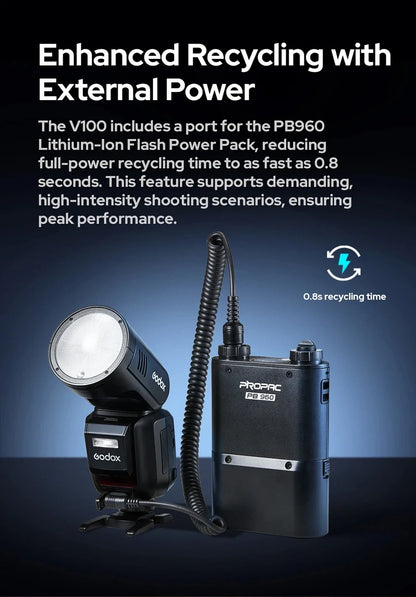 Godox V100 100Ws TTL Round Head Camera Flash