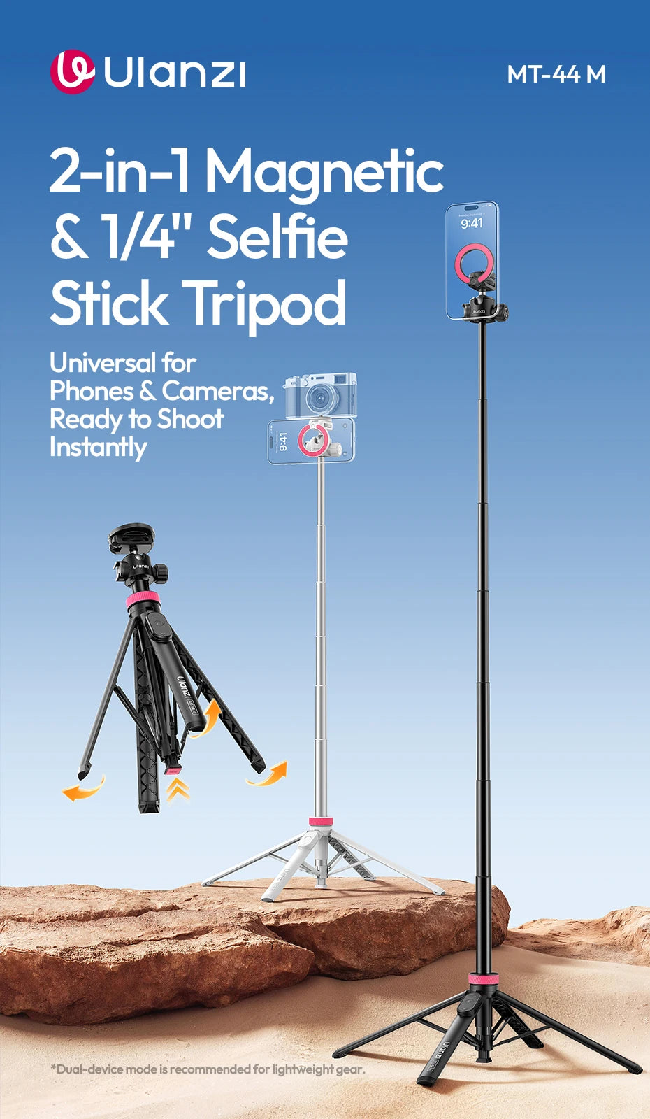 Ulanzi MT-44M Magnetic Selfie Stick & Tripod
