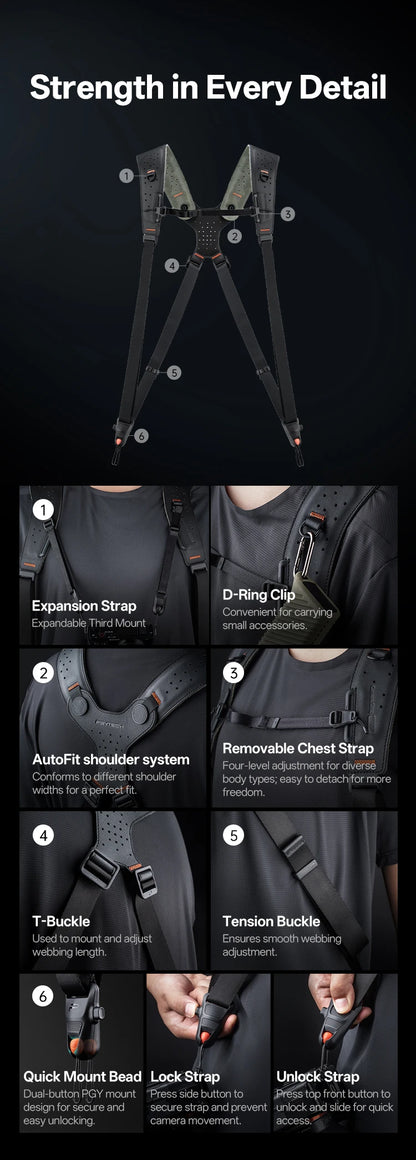 PGYTECH Camera Strap Master Leather Multi-Camera Harness