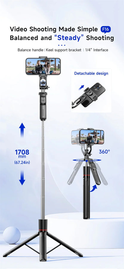 MEUYAG F16 170cm Selfie Stick Tripod with Fill Light