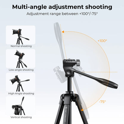 K&F Concept 59.4-Inch Aluminium Tripod with Phone Holder