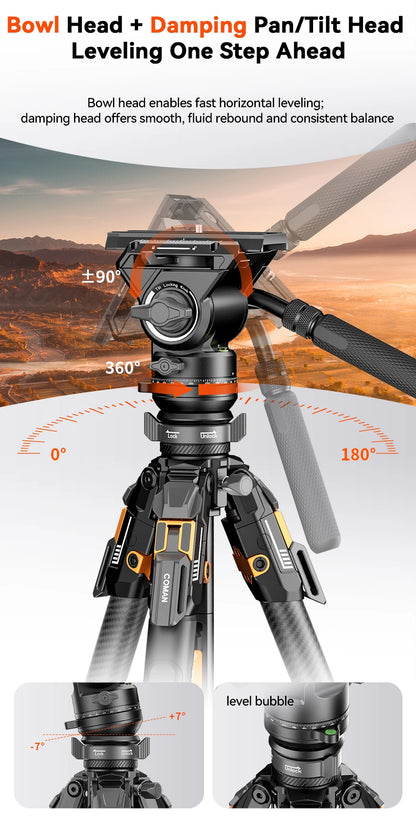 COMAN T1/T1S V5 Carbon Fibre Tripod with Video Head