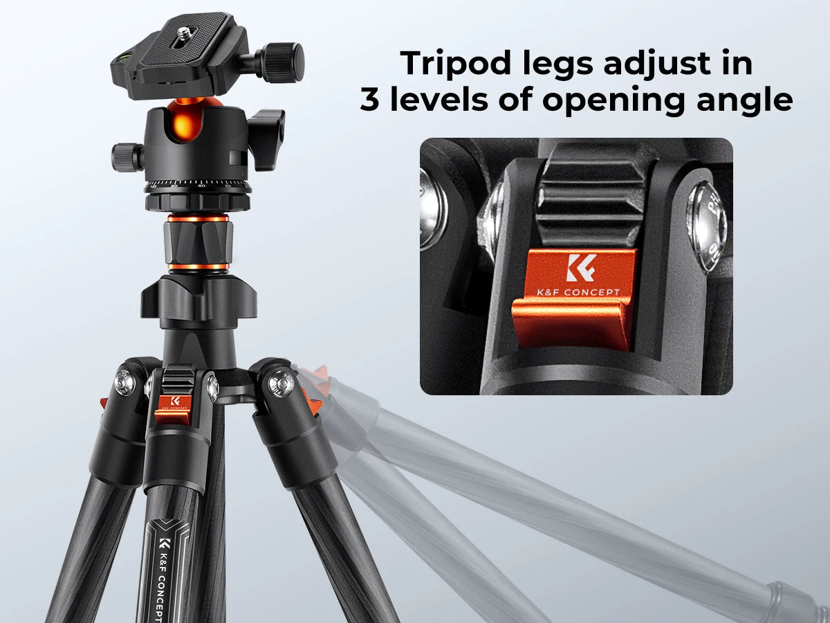 K&F Concept K254C2 Carbon Fibre Travel Tripod with 36mm Ball Head
