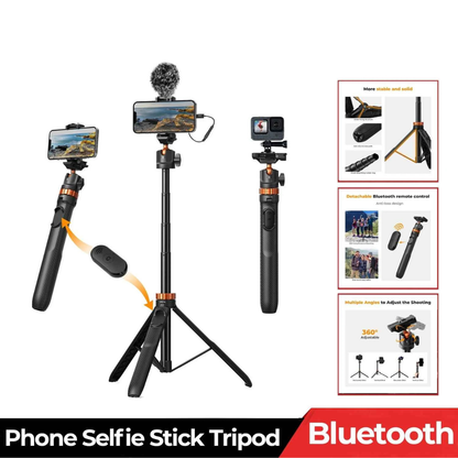 K&F Tripod Selfie Stick with Bluetooth Remote - CameraHUB