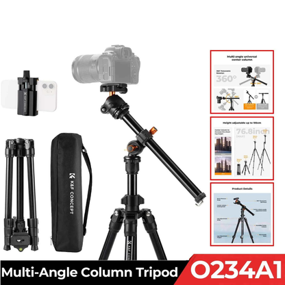 K&F 76 inch Multi-Angle Camera Tripod - CameraHUB