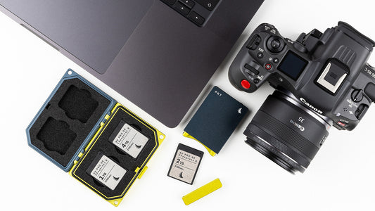Angelbird AV PRO SE CFexpress B v4 cards in a professional storage workflow