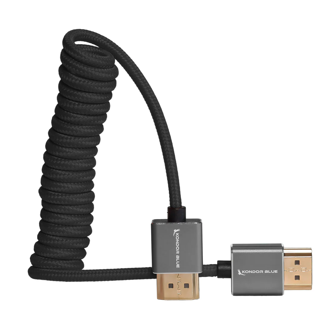 Kondor Blue Coiled Micro HDMI to Full HDMI Cable - Raven Black