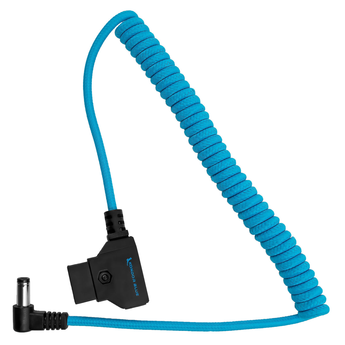 Kondor Blue D-Tap to 5.5 x 2.5mm DC coiled power cable in Kondor Blue alternate view