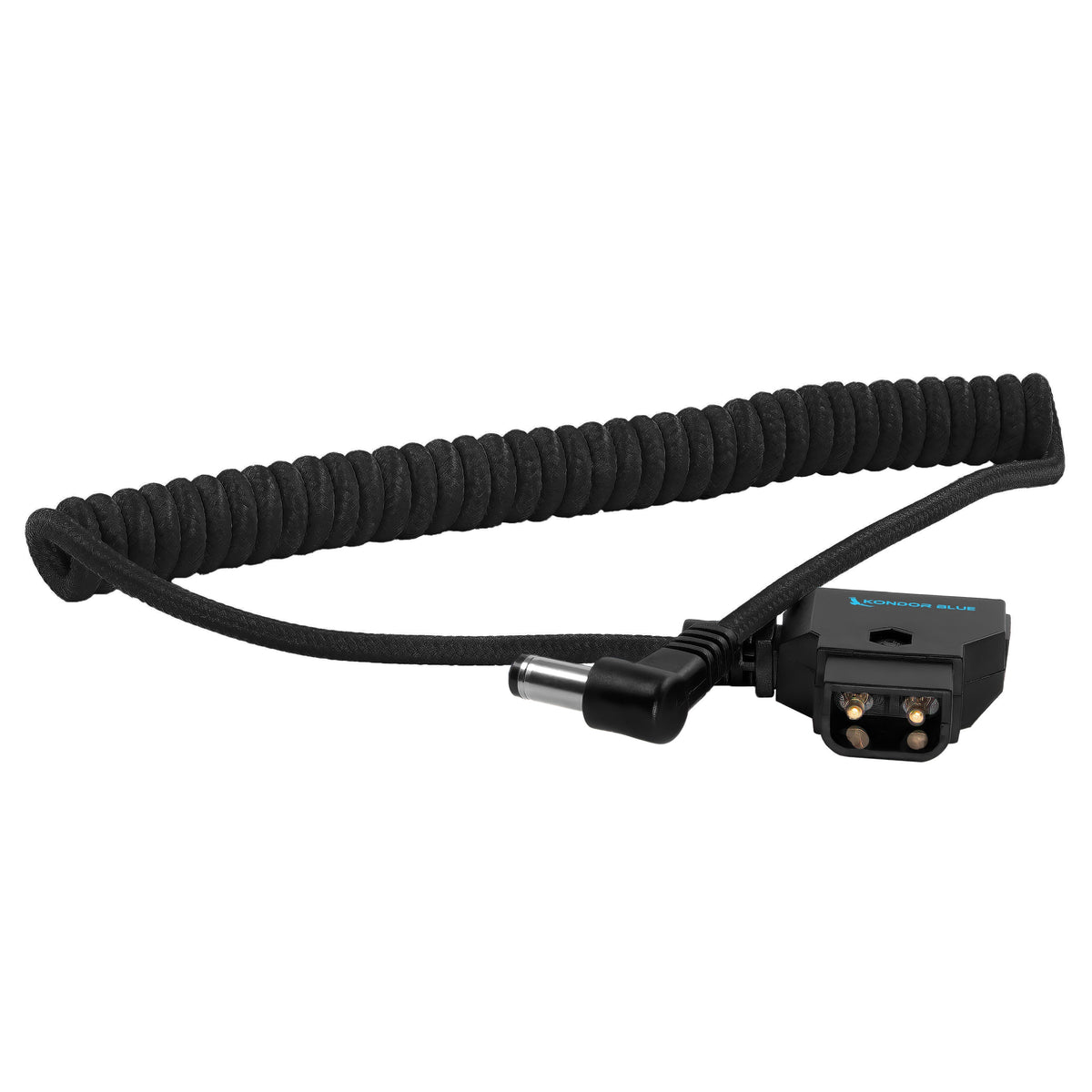 Kondor Blue D-Tap to 5.5 x 2.5mm DC coiled power cable in Raven Black main view