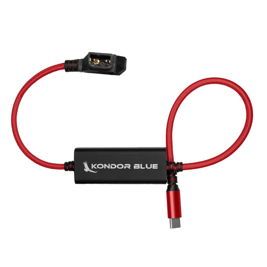 Kondor Blue 16 inch D-Tap to USB-C Power Delivery cable Cardinal Red