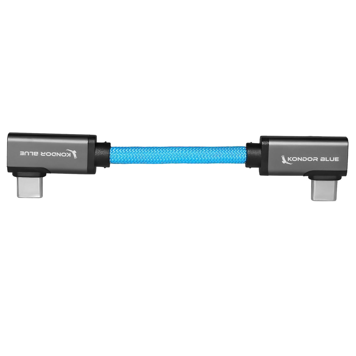 Kondor Blue 4 inch USB-C 3.2 dual right-angle cable main view