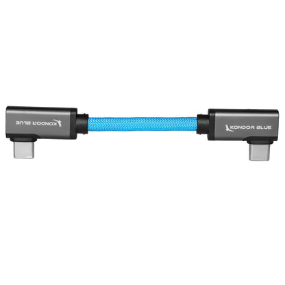 Kondor Blue 4 inch USB-C 3.2 dual right-angle cable main view