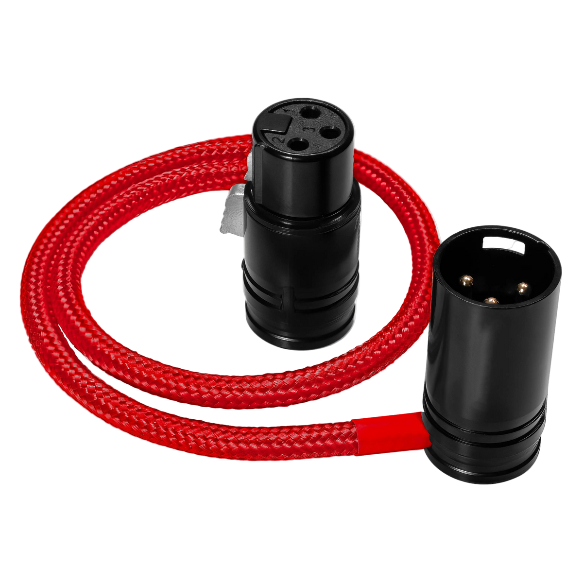 Kondor Blue 16 inch straight low-profile right-angle XLR cable Cardinal Red