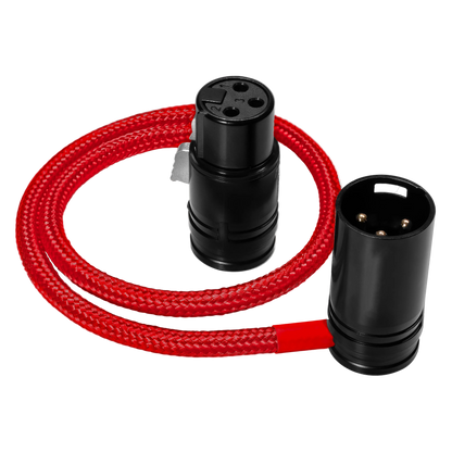 Kondor Blue 16 inch straight low-profile right-angle XLR cable Cardinal Red