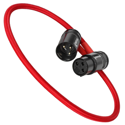 Kondor Blue 16 inch straight low-profile right-angle XLR cable Cardinal Red connector view