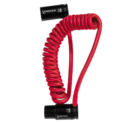 Kondor Blue 12 to 24 inch coiled low-profile right-angle XLR cable Cardinal Red main view
