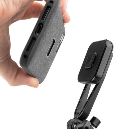 Peak Design Mobile Creator Kit being attached to a phone