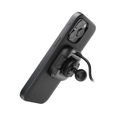 Peak Design 20mm locking charging Ball Mount Adapter attached to phone