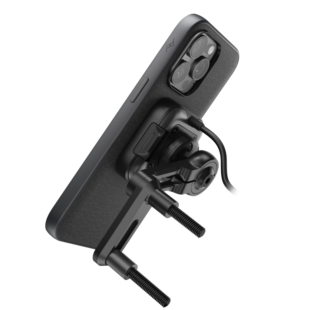 Peak Design Motorcycle Brake/Clutch Mount charging variant attached to phone