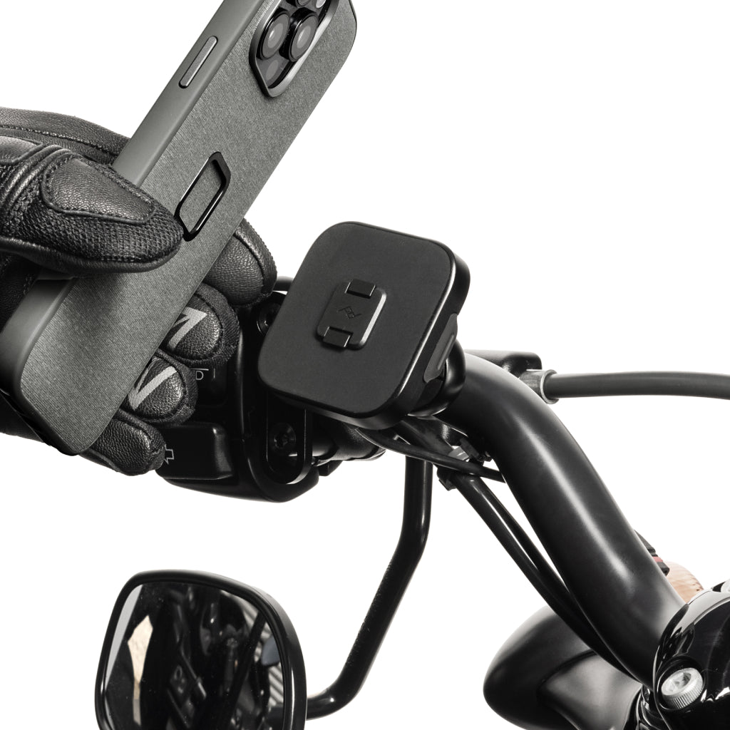 Peak Design Motorcycle Brake/Clutch Mount installed on motorcycle