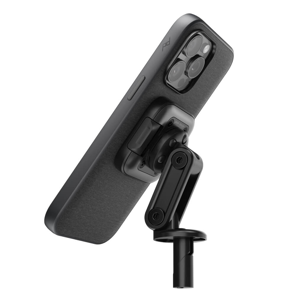 Peak Design Motorcycle Stem Mount attached to phone case