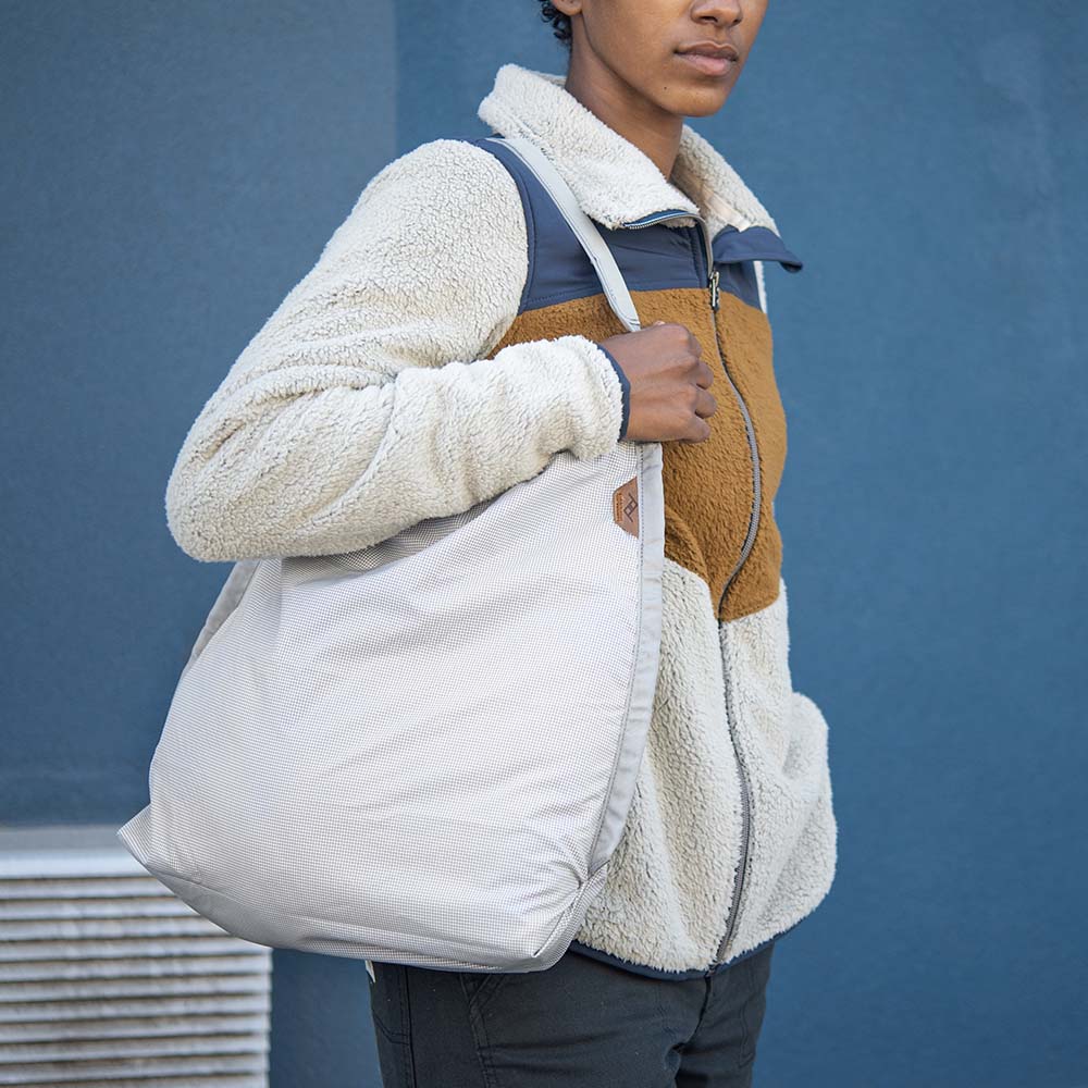 Peak Design Packable Tote carried on shoulder