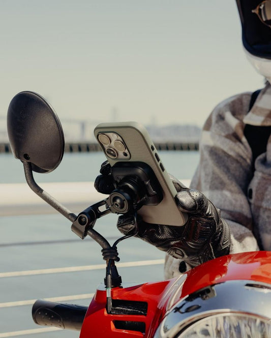 Peak Design Mobile Motorcycle Mount Mirror product detail and lifestyle image | Peak Design Australia | CameraHUB