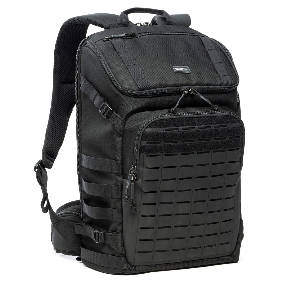 Think Tank DarkLight 25L Black tactical camera backpack front right view