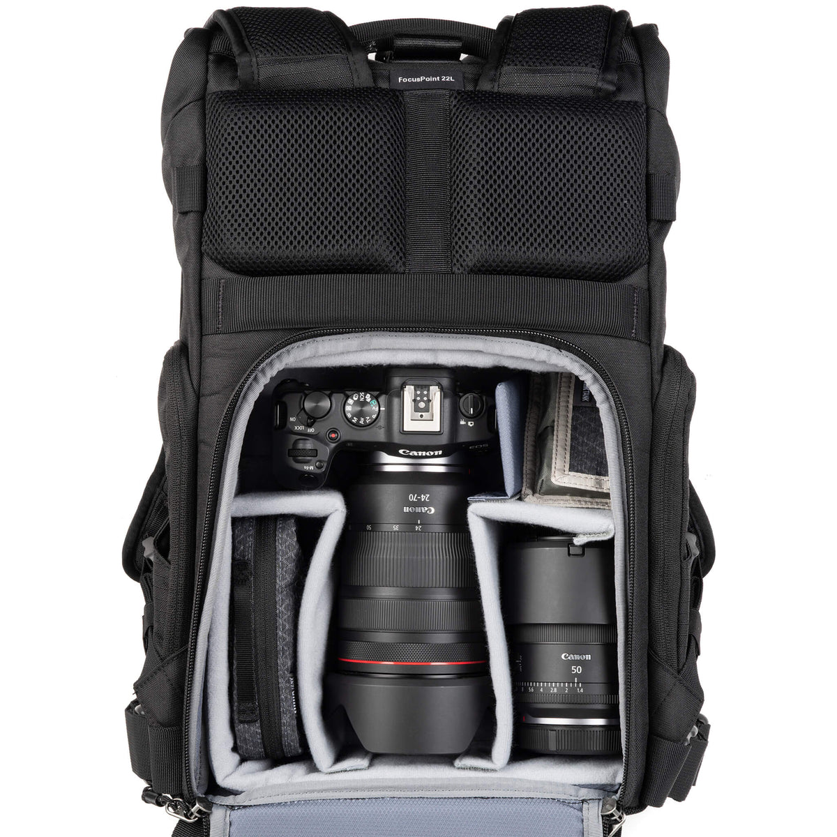 Think Tank FocusPoint 22L configured with camera and lenses