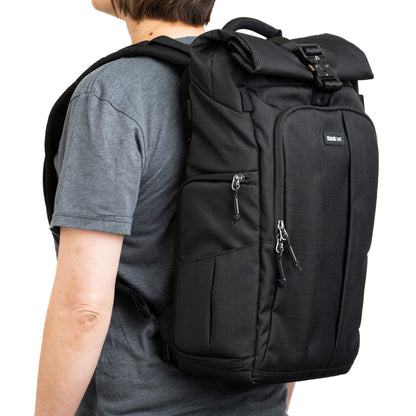 Think Tank FocusPoint 22L Rolltop camera backpack worn on body