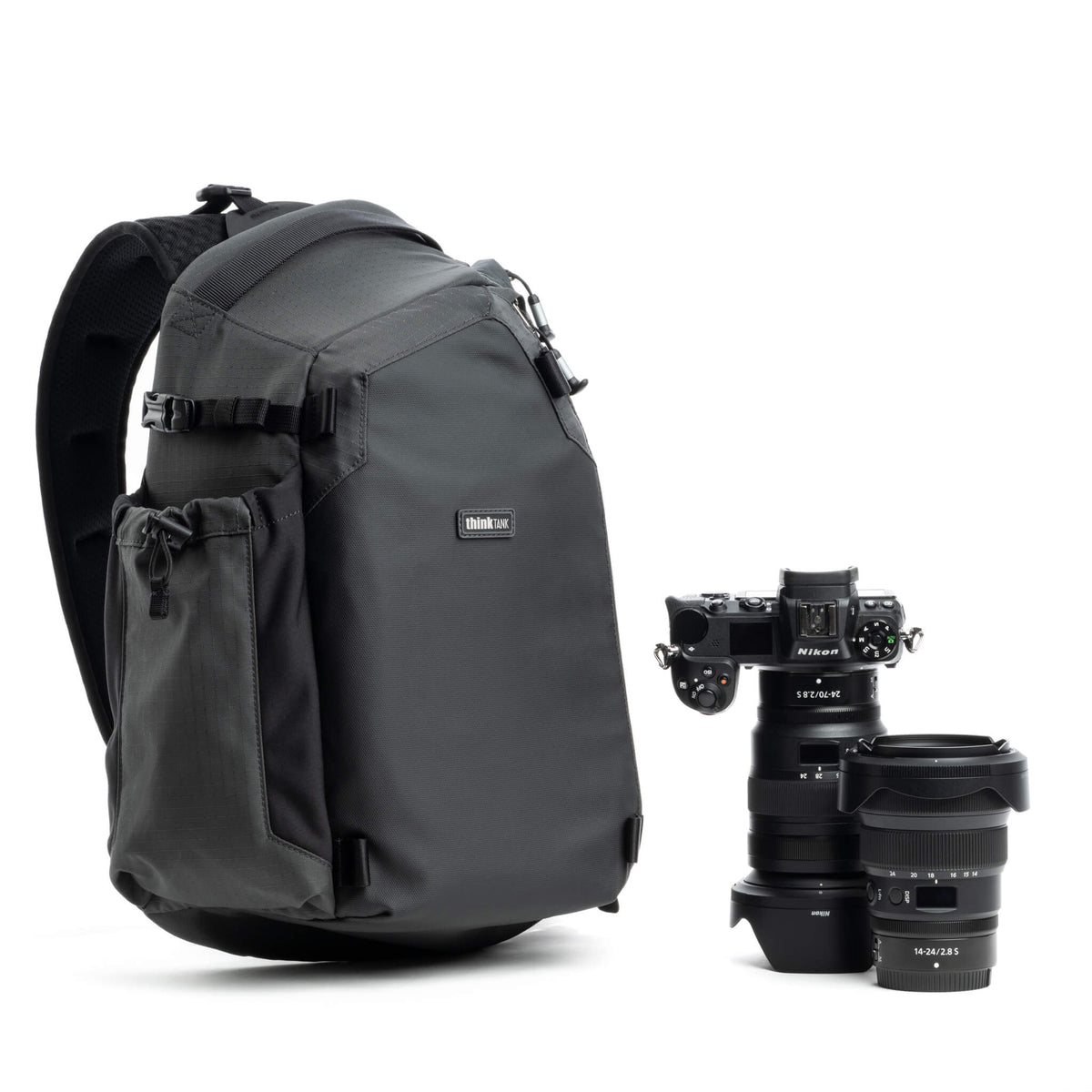 Think Tank PhotoCross 14L Basalt Black camera sling bag with camera gear