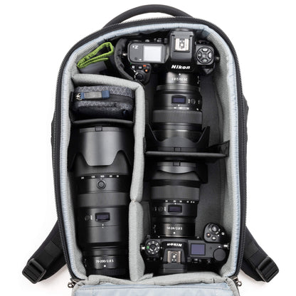 Think Tank Walker Pro 16L configured with Nikon camera bodies and lenses