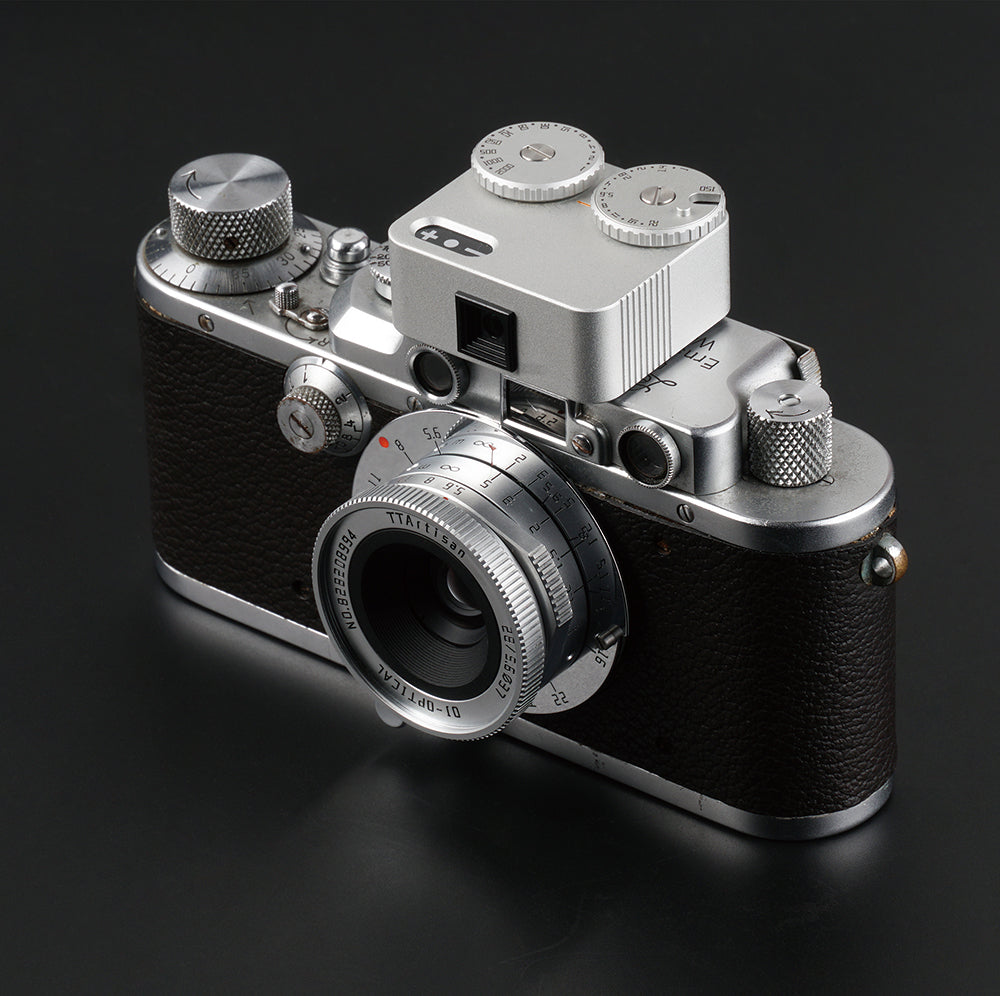 TTArtisan Light Meter II silver mounted on camera