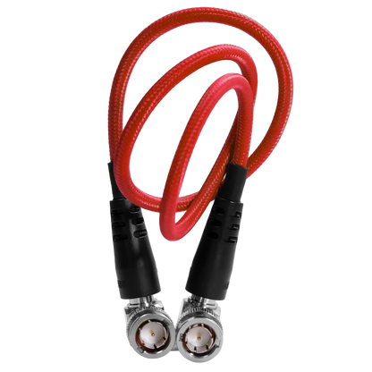 Kondor Blue 18in 12G SDI cable Cardinal Red connector view